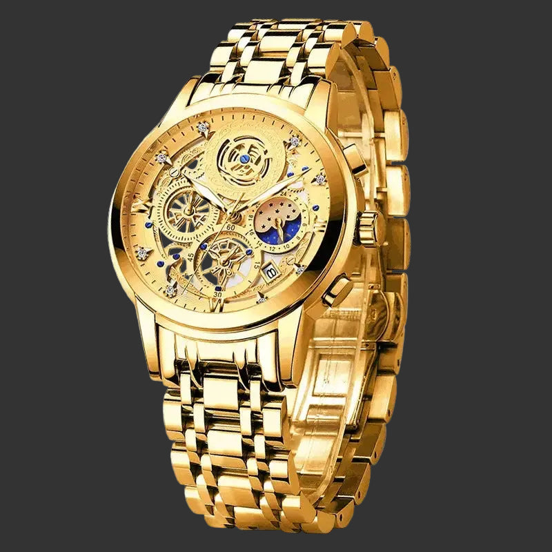Men's Stainless Steel Multifunction Quartz Watch Elite Gentleman