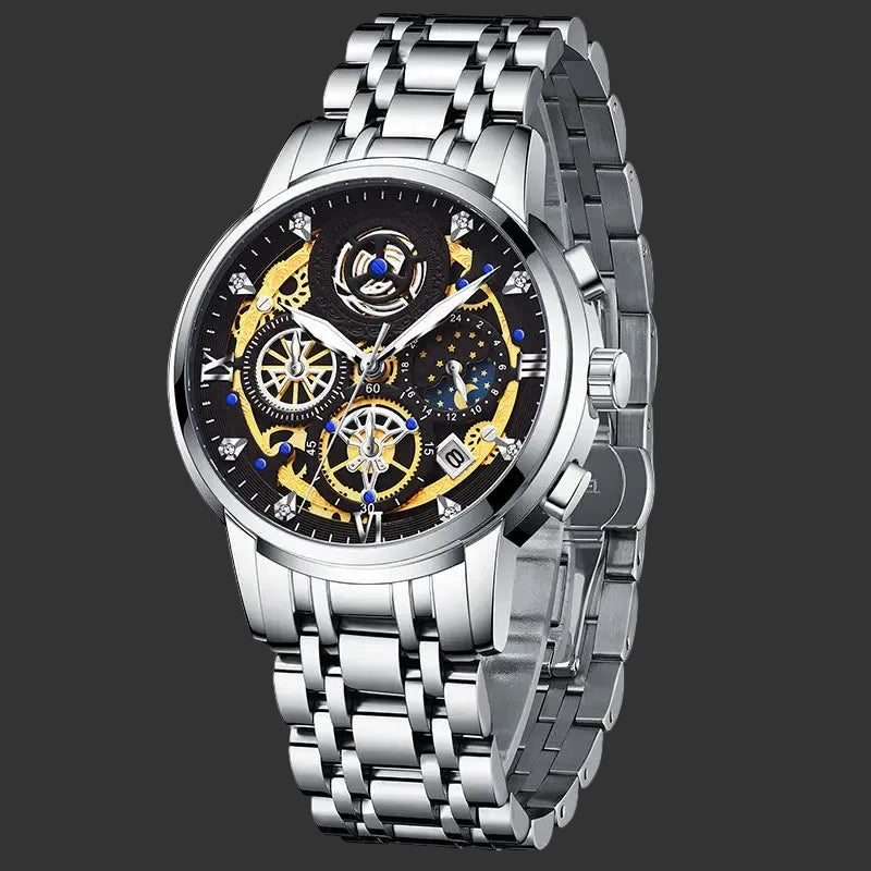Men's Stainless Steel Multifunction Quartz Watch Elite Gentleman