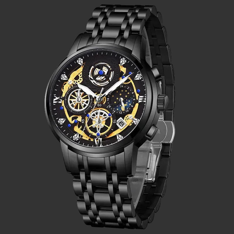 Men's Stainless Steel Multifunction Quartz Watch Elite Gentleman