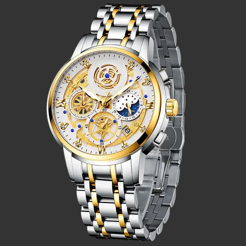 Men's Stainless Steel Multifunction Quartz Watch Elite Gentleman
