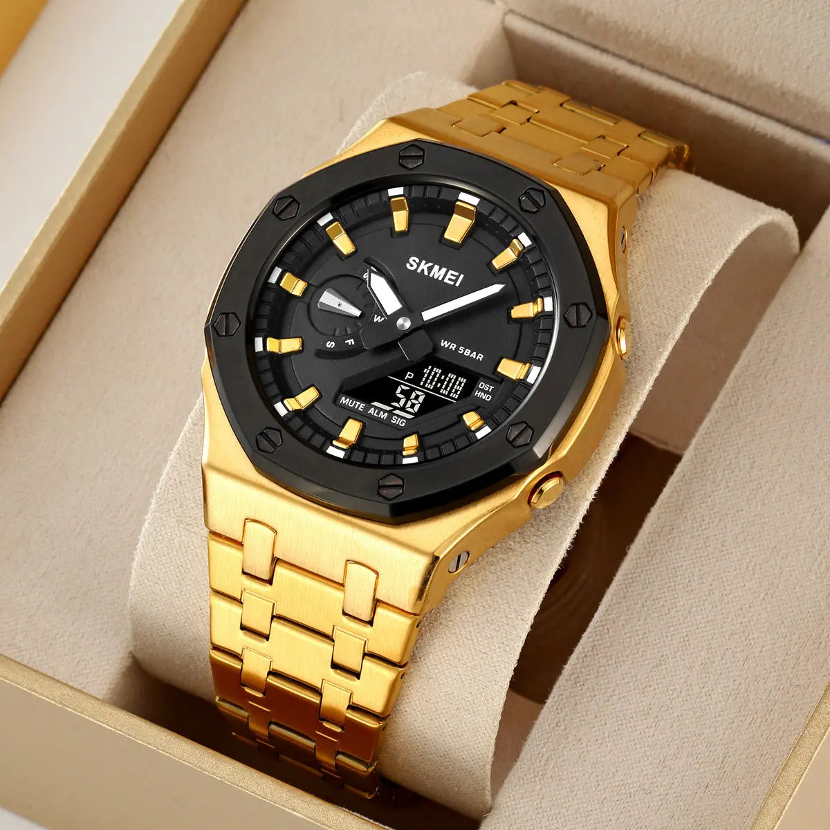Men's Creative Multifunction Dual-Display Business Electronic Watch Elite Gentleman