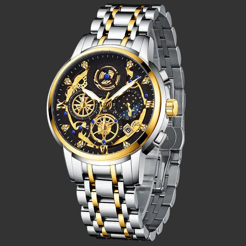 Men's Stainless Steel Multifunction Quartz Watch Elite Gentleman